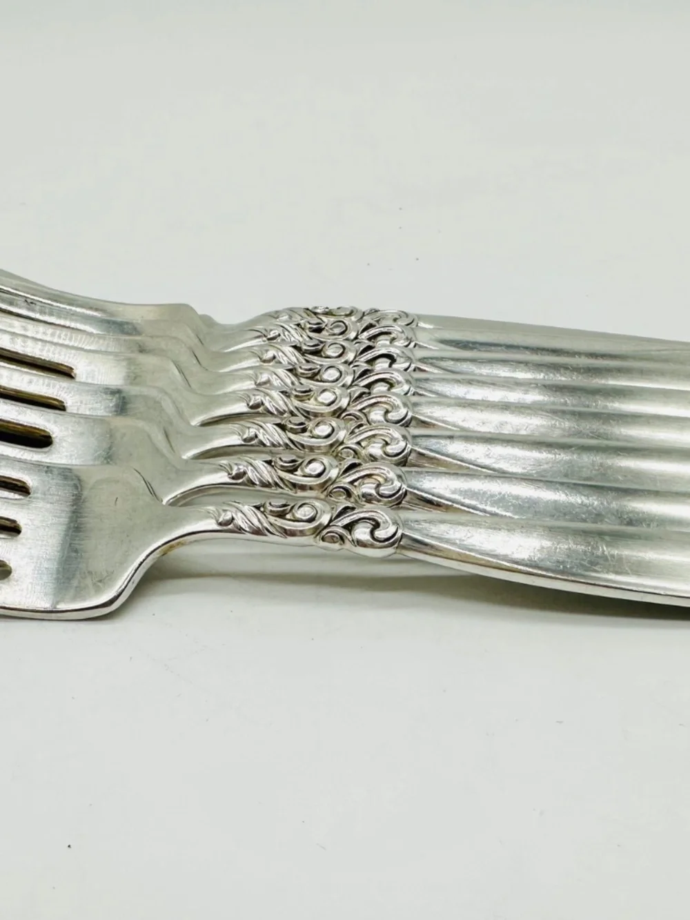 Vintage Oneida Community South Seas Salad Forks Silver-Plate Flatware Set of 8